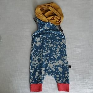 Rags. Tank top onesie romper with hood.